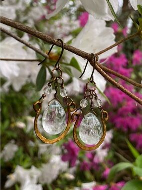 Hand Crafted Clear Crystal Teardrop Earrings